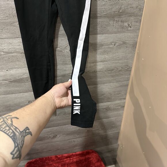Victoria's Secret PINK High Waist Full Length Black Stripe Leggings S Small - Picture 2 of 6